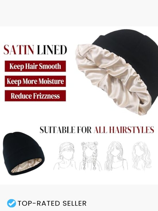 Satin Lined Beanie Hat Winter Skull Cap Soft Slouchy Warm Hair Friendly main image 6